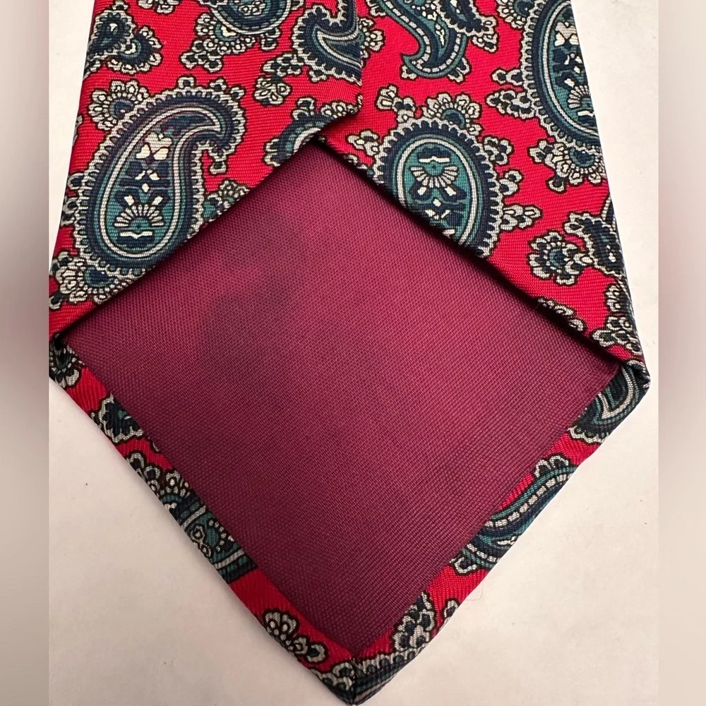Bert Pulitzer Men's Necktie Tie‎ Silk Red Blue Green Paisley Made in USA